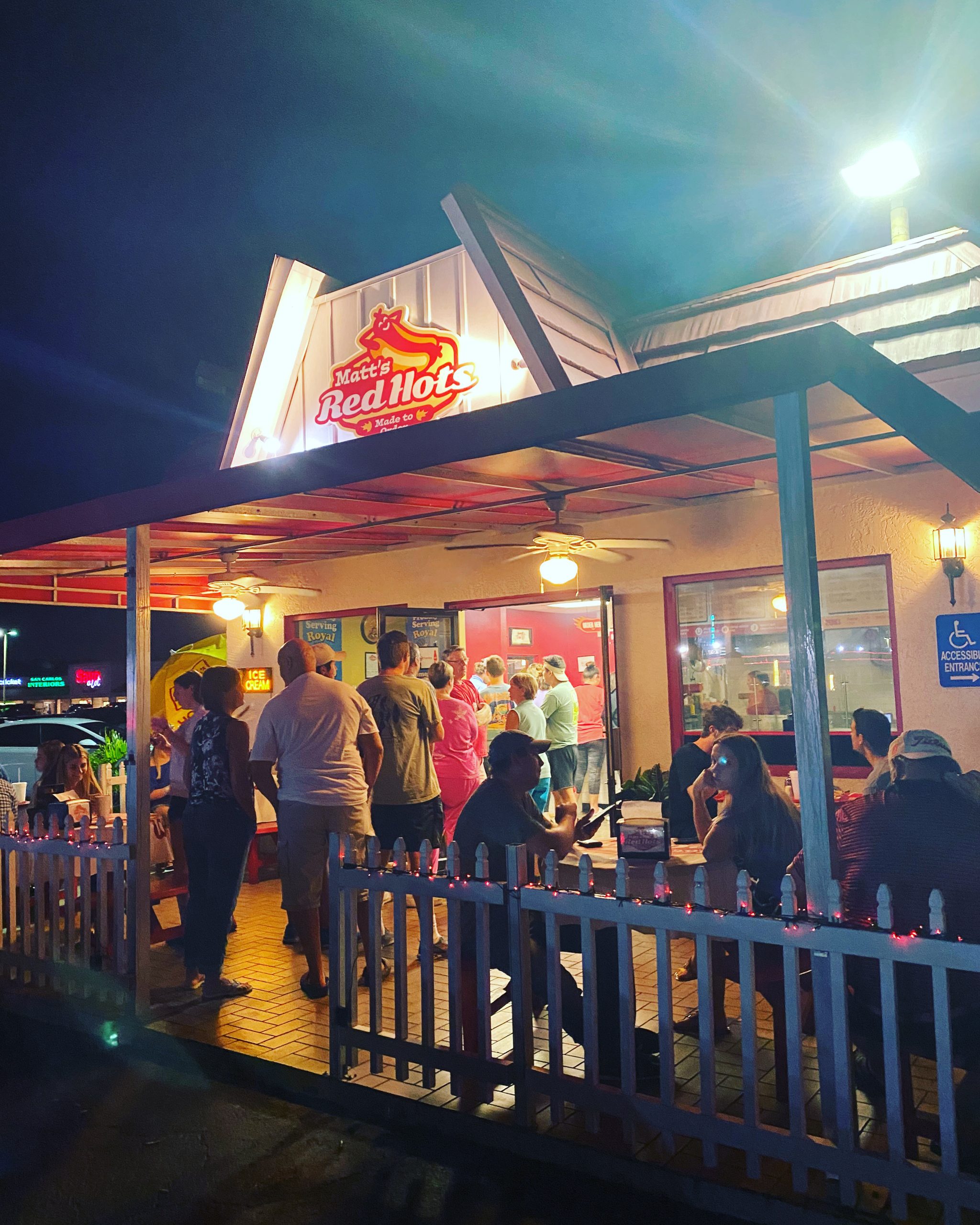 Matt's Red Hots with a line of customers